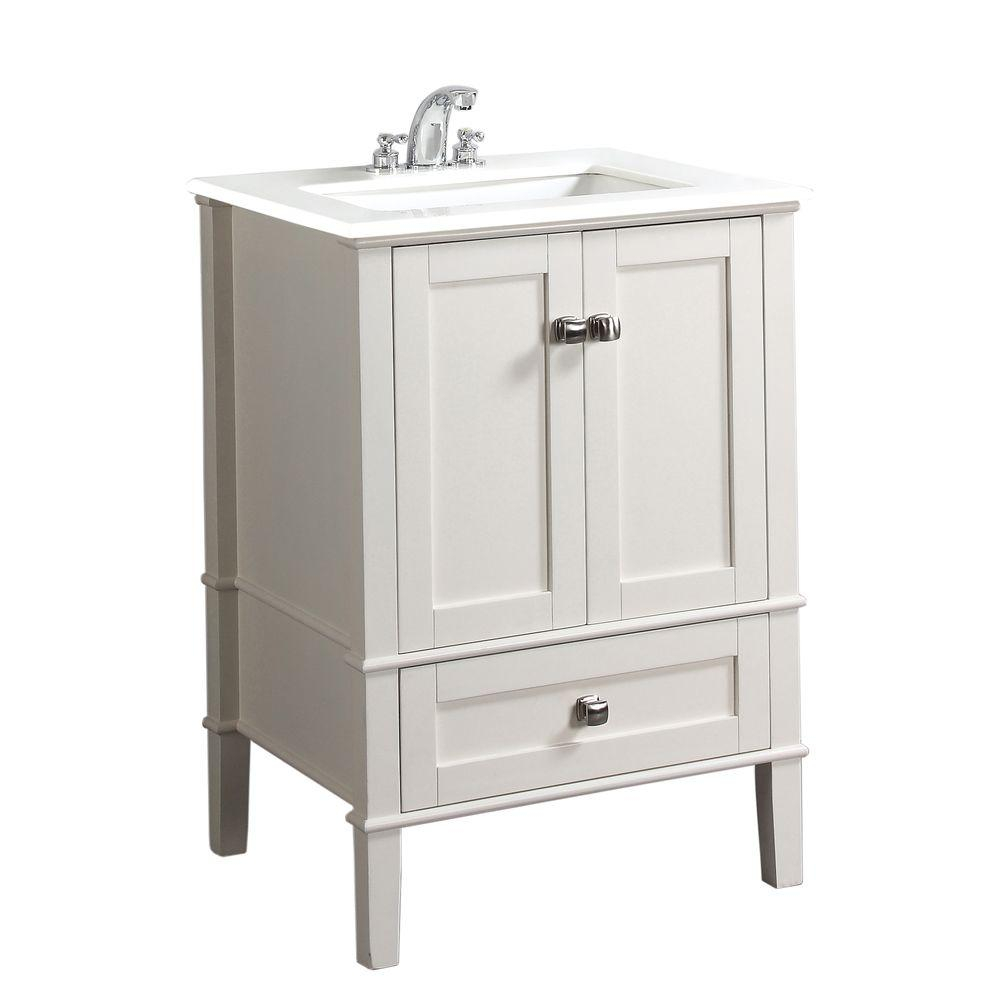 Simpli Home Chelsea 24 In Bath Vanity In Soft White With Quartz inside proportions 1000 X 1000
