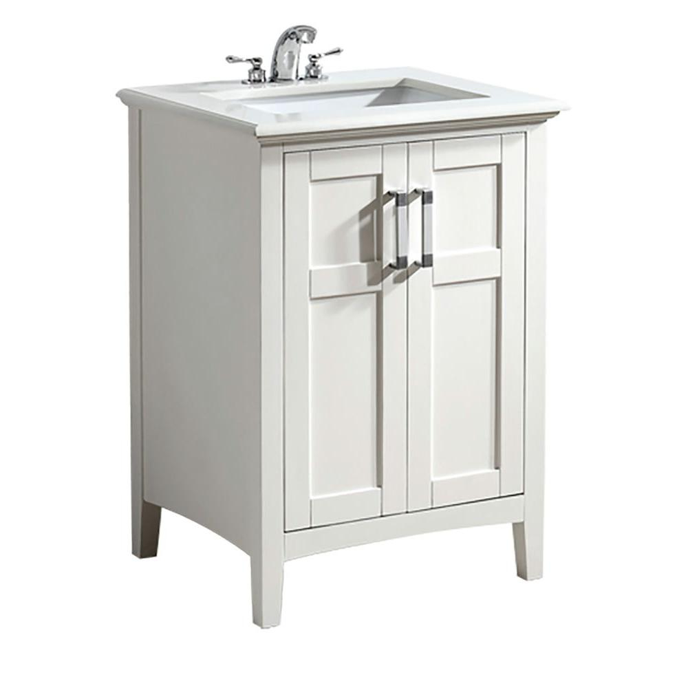 Simpli Home Winston 24 In Bath Vanity In Soft White With Quartz inside sizing 1000 X 1000