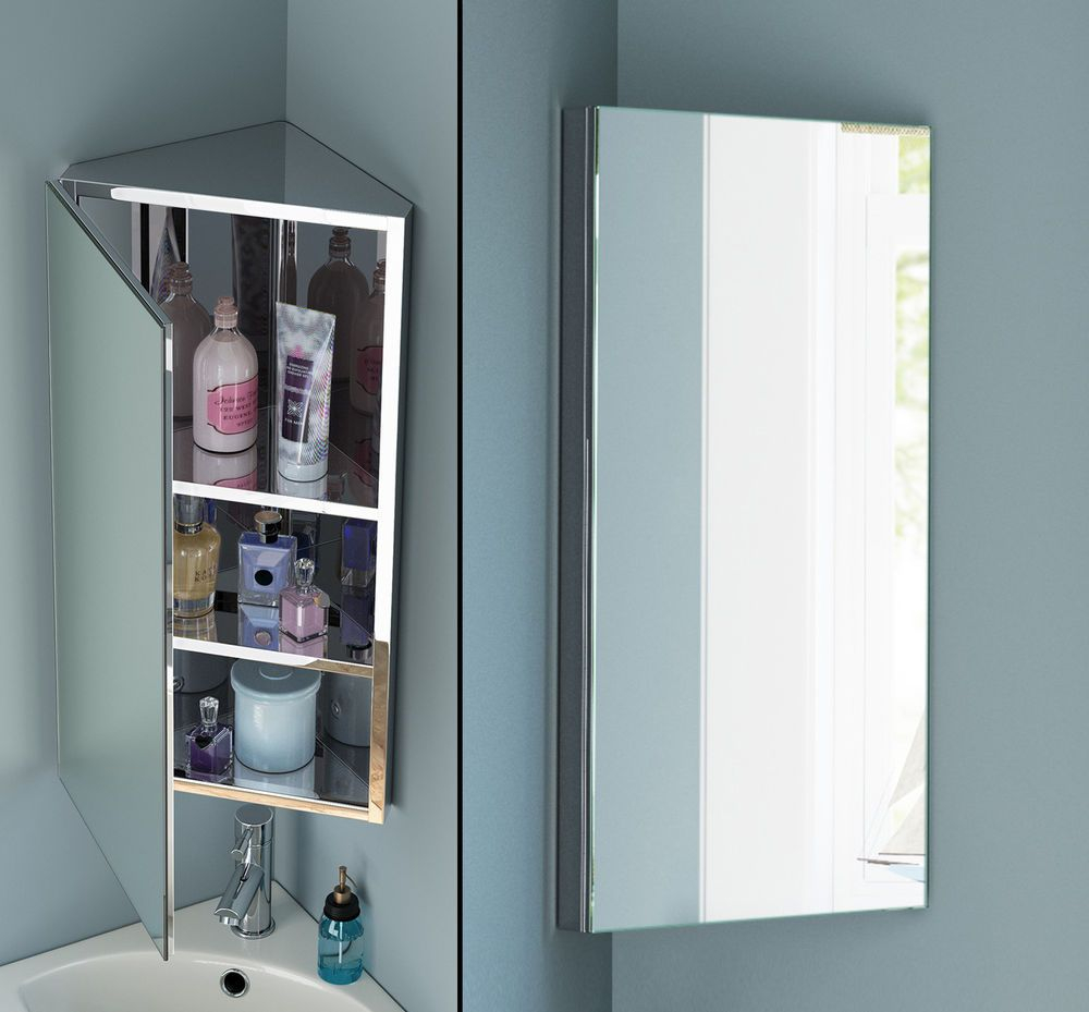 Stainless Steel Wall Mounted Bathroom Corner Mirror Cabinet with regard to dimensions 1000 X 929