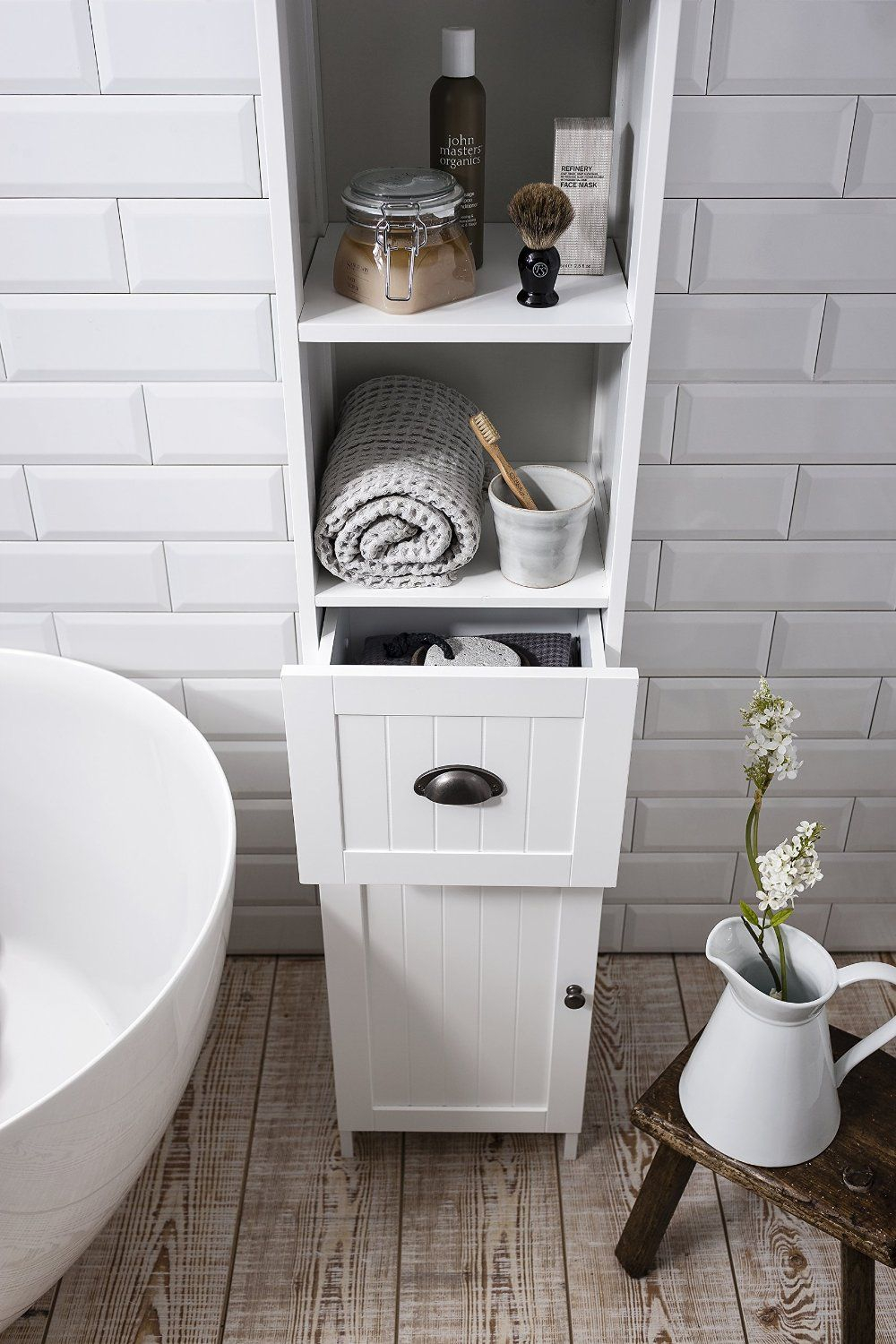 Stow Tallboy Bathroom Cabinet Hallway Storage Unit In White with size 1000 X 1500