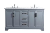 Stufurhome 60 In Ariane Double Sink Vanity In Gray With Marble pertaining to proportions 1000 X 1000