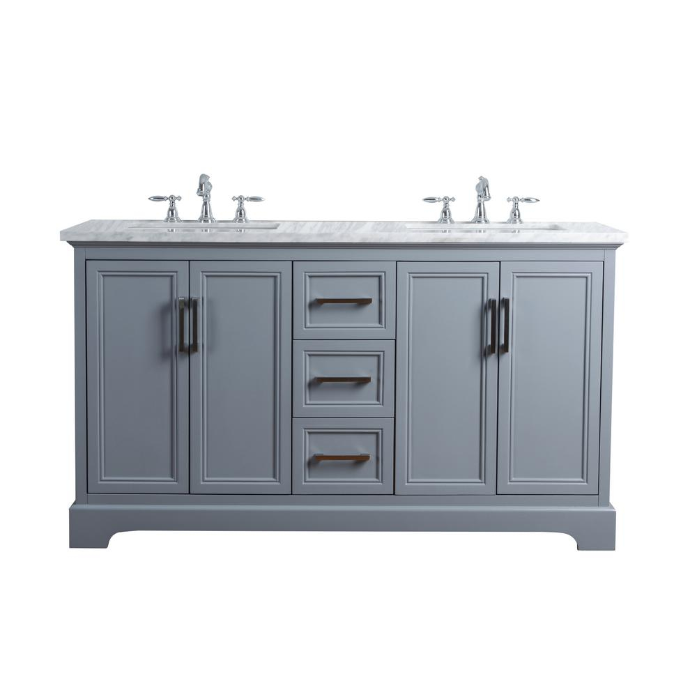 Stufurhome 60 In Ariane Double Sink Vanity In Gray With Marble pertaining to proportions 1000 X 1000