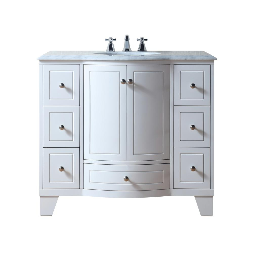 Stufurhome Grand Cheswick 40 In Bath Vanity In White With Marble intended for dimensions 1000 X 1000