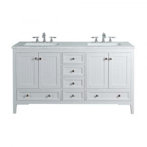 Stufurhome New Yorker 60 In White Double Sink Bathroom Vanity With for size 1000 X 1000
