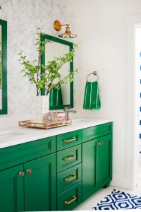 This Gorgeous Green And White Bathroom Is A Preppy Dream Two regarding sizing 966 X 1449