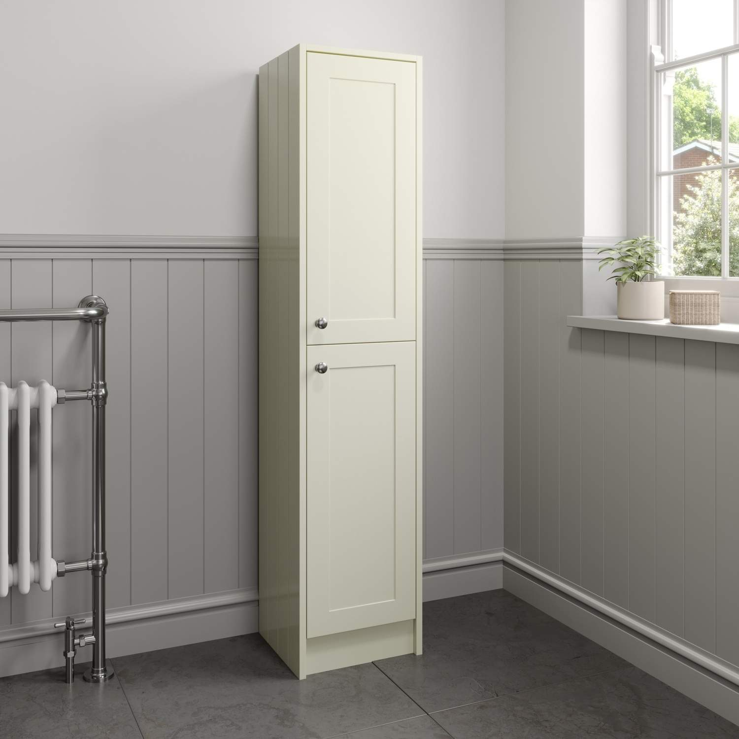 Traditional 1600mm Tall Ivory Bathroom Storage Cabinet Cupboard throughout sizing 1500 X 1500