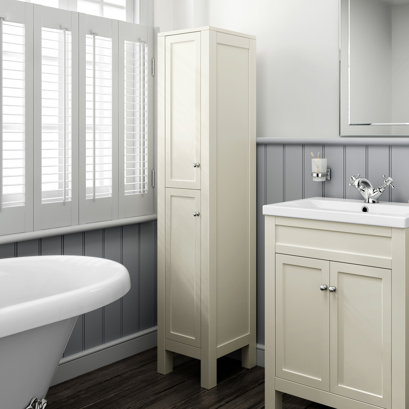 Traditional Clotted Cream Bathroom Vanity Unit Basin Furniture in sizing 1400 X 1400