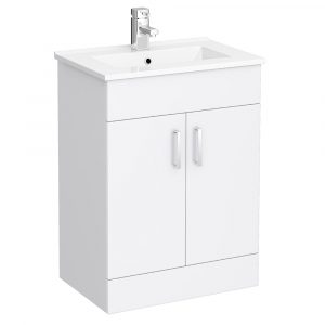 Turin Vanity Sink With Cabinet 600mm Modern High Gloss White At in dimensions 1000 X 1000