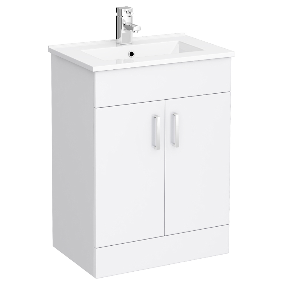 Turin Vanity Sink With Cabinet 600mm Modern High Gloss White At in dimensions 1000 X 1000