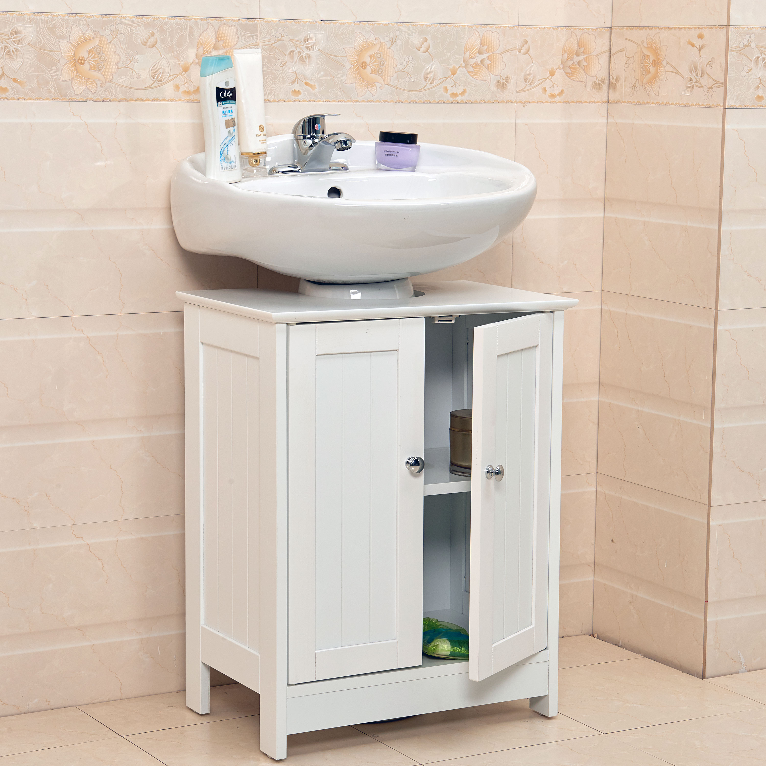 Undersink Bathroom Cabinet Cupboard Vanity Unit Under Sink Basin intended for proportions 3000 X 3000