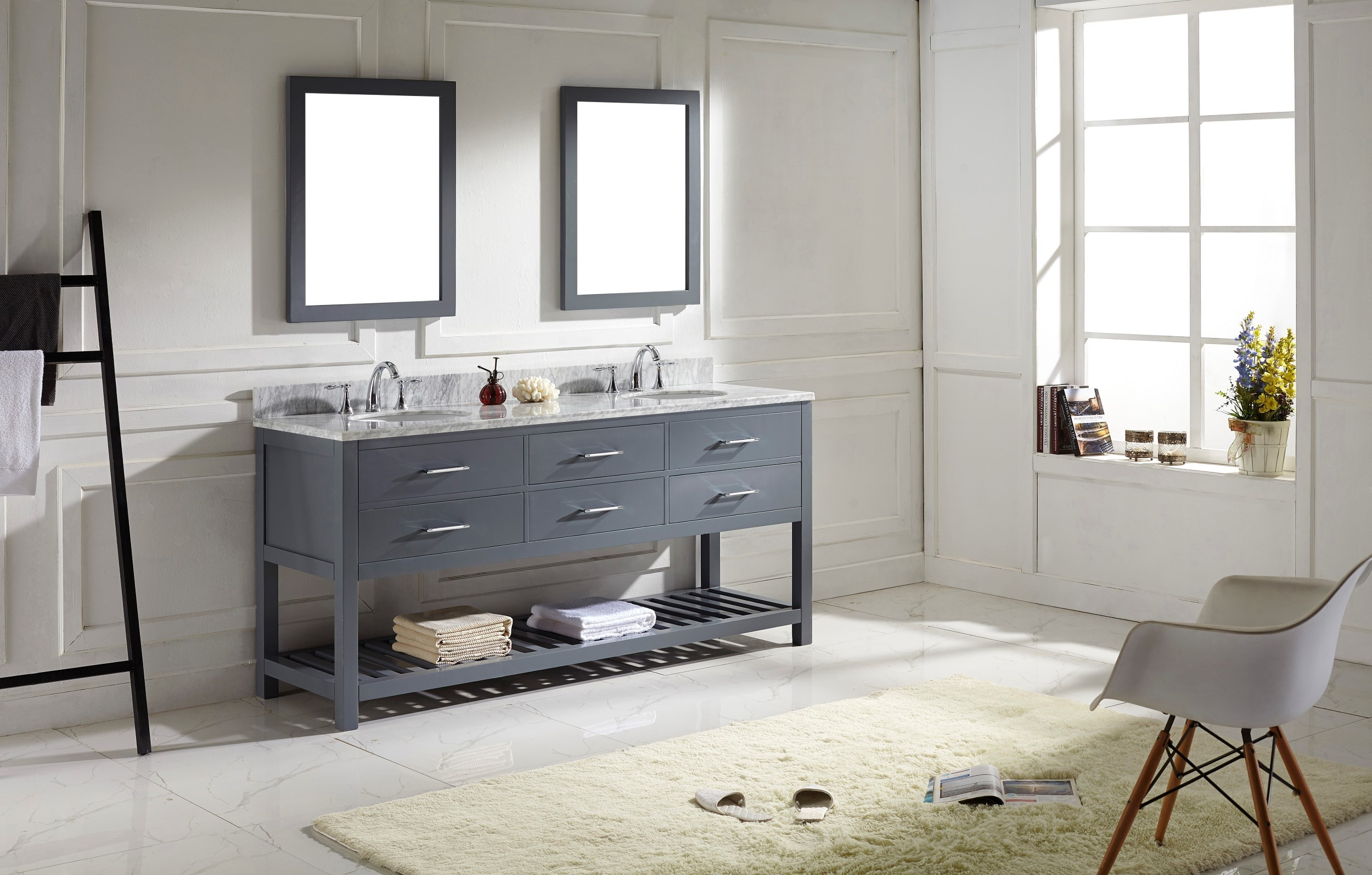 Virtu Usa Caroline Estate 60 Bathroom Vanity Cabinet In Grey for proportions 2500 X 1595