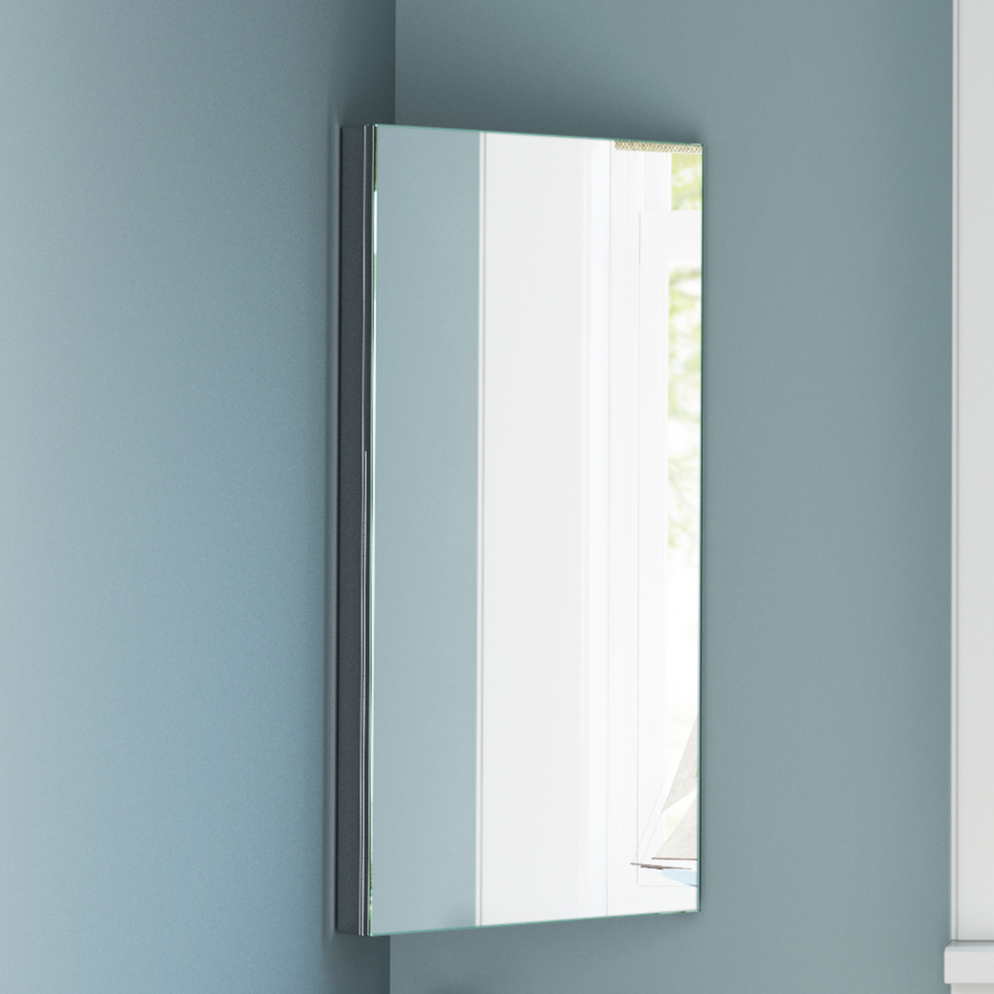 Wall Mounted Corner Bathroom Mirror Storage Cabinet Modern within proportions 2000 X 2000