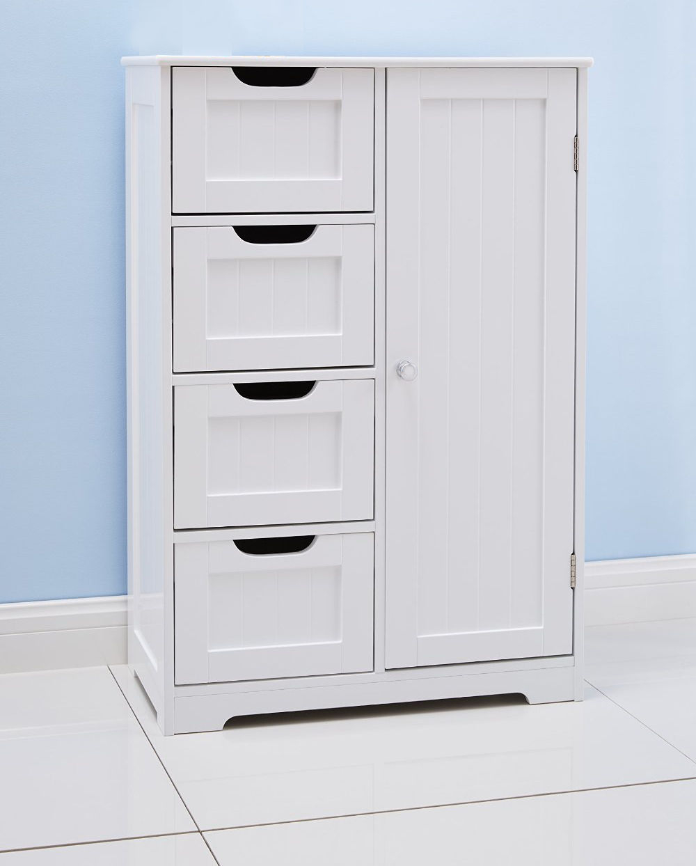 White Bathroom Floor Cabinet Freestanding With 4 Drawers within dimensions 1000 X 1244