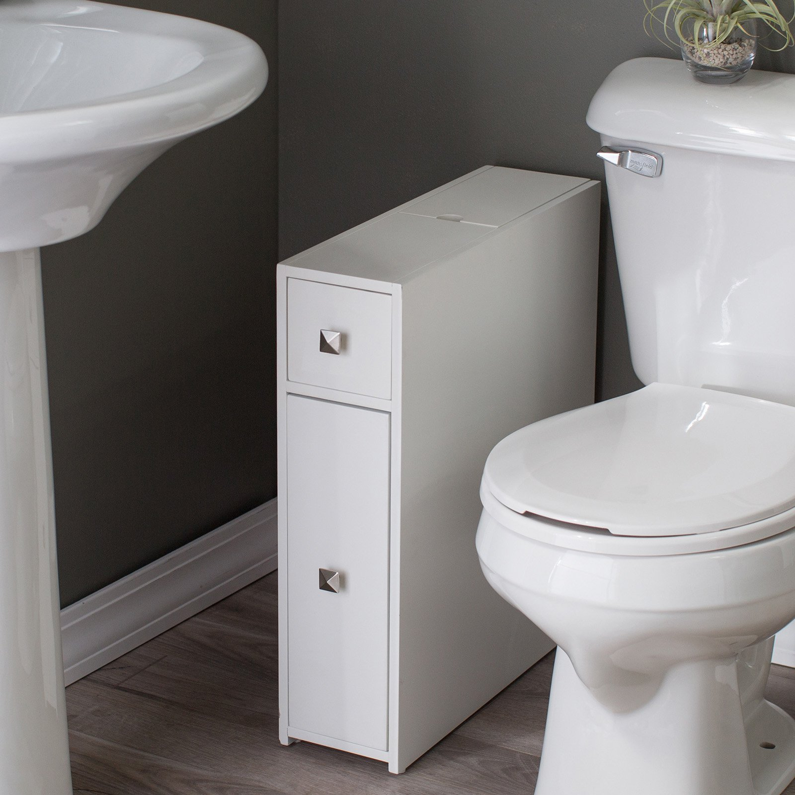 White Narrow Bathroom Cabinet Slim Storage Drawers Toilet Paper in size 1600 X 1600