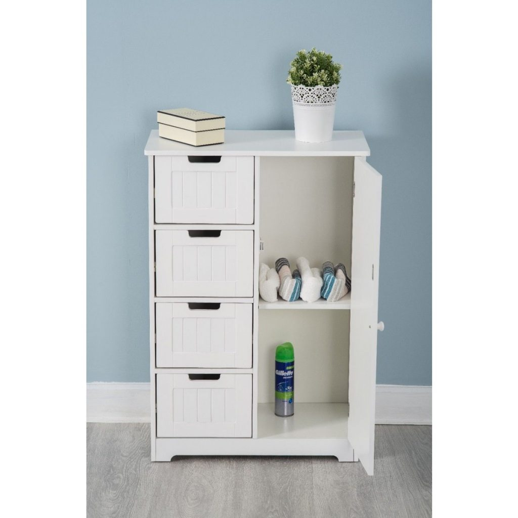 White Wood Free Standing Bathroom Storage Cabinet Unit On within proportions 1024 X 1024