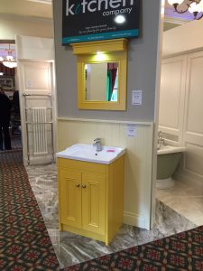 Yellow Painted Bathroom Vanity Unit With Matching Painted Mirror with regard to proportions 1000 X 1334