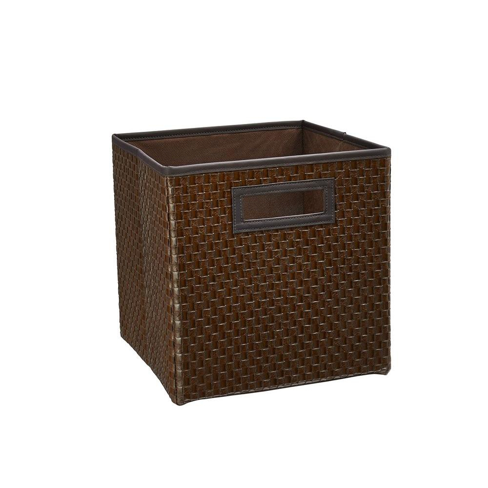 105 In X 11 In X 105 In Brown Faux Leather Cross Weave Storage Drawer within size 1000 X 1000