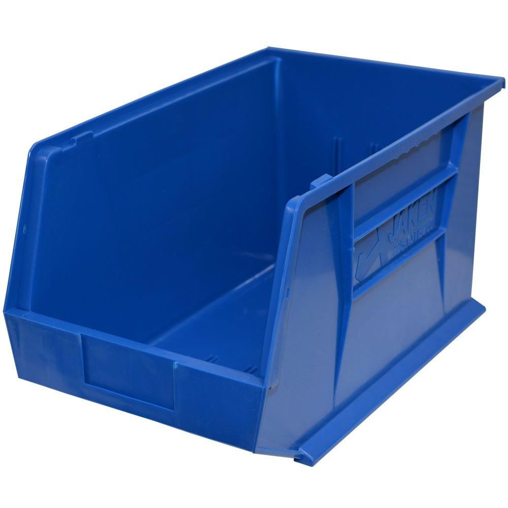 11 In W X 18 In D X 10 In H Stackable Plastic Storage Bin In Blue with regard to measurements 1000 X 1000