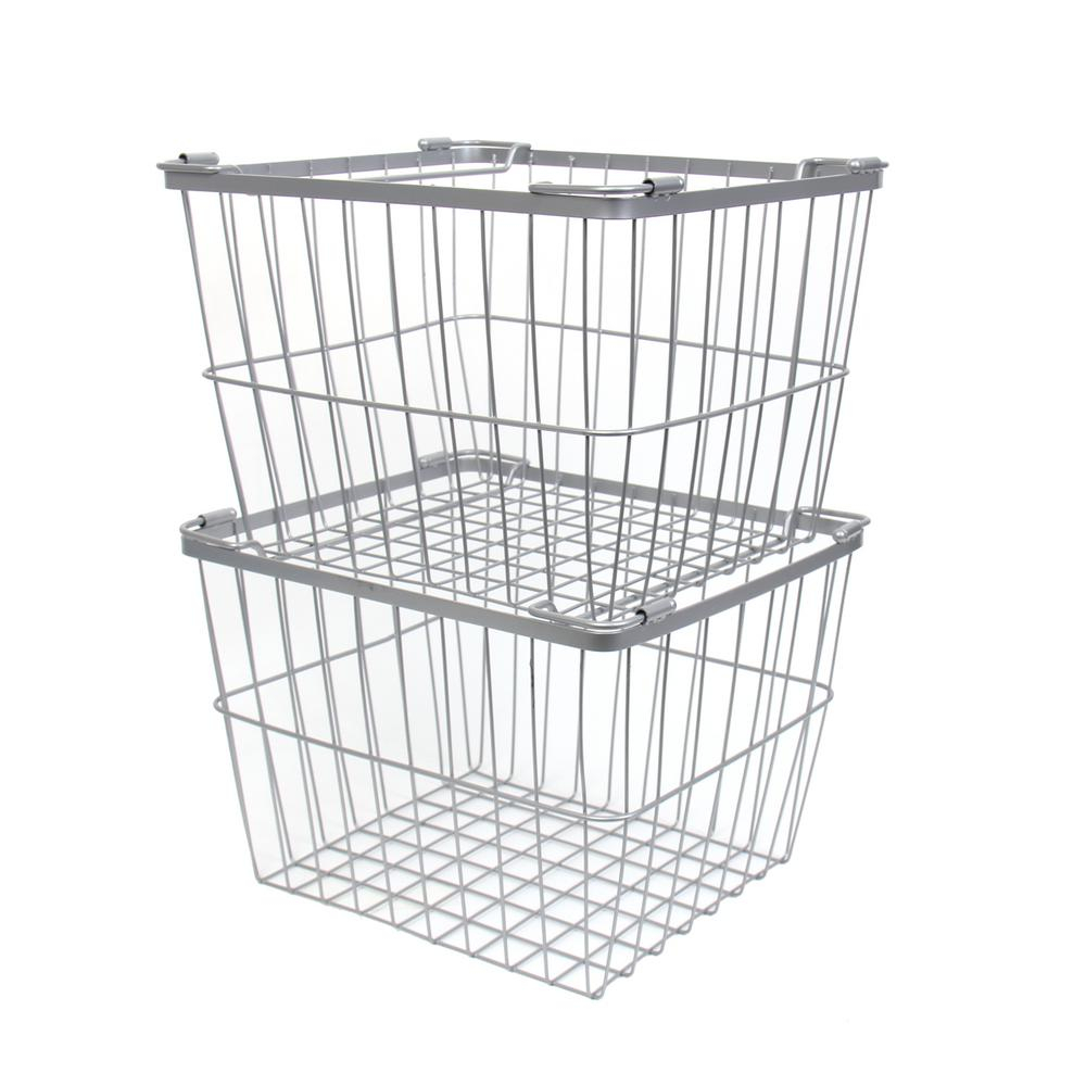 12 In X 825 In Silver Wire Utility Basket With Handles Ez18281 inside size 1000 X 1000