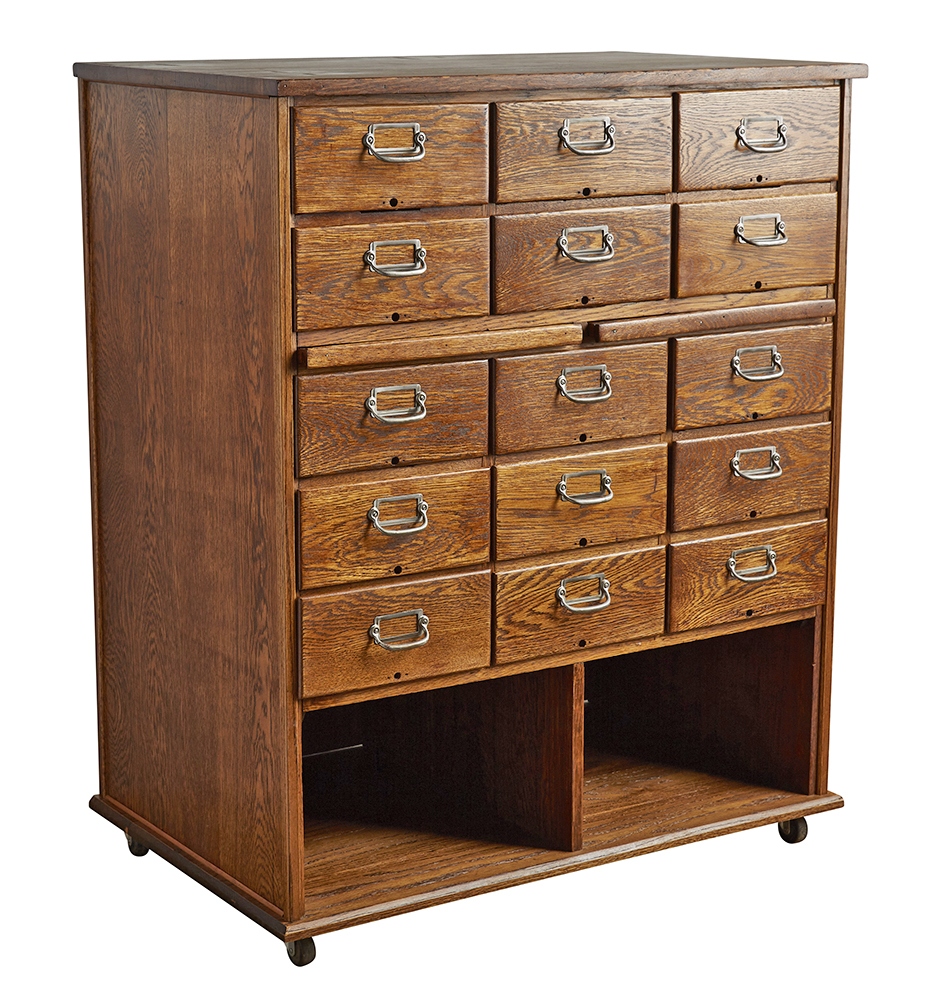 15 Drawer Oak Filing Cabinet On Casters Rejuvenation with regard to dimensions 936 X 990