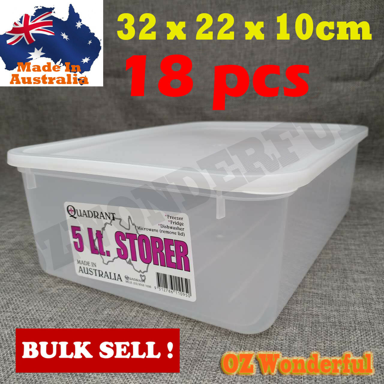 18 Quadrant Food Grade 5l Tubs Plastic Storage Container Boxes Made inside measurements 1280 X 1280