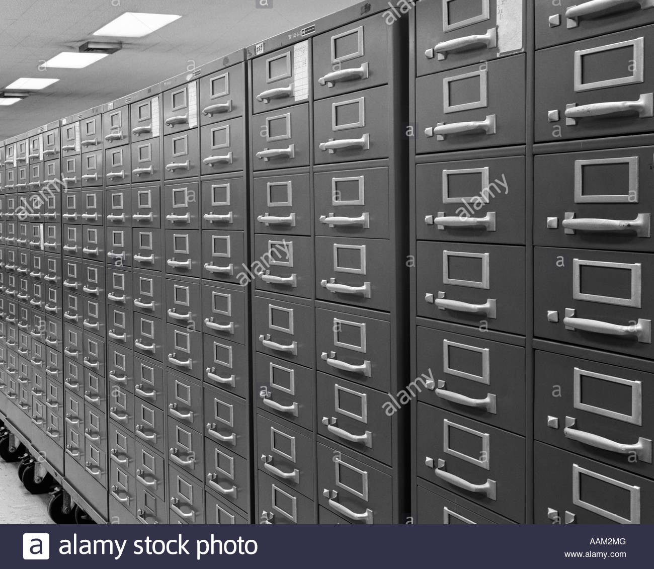 1970s Angled View Of Series Of Index Card File Cabinets On Wheels intended for measurements 1300 X 1131