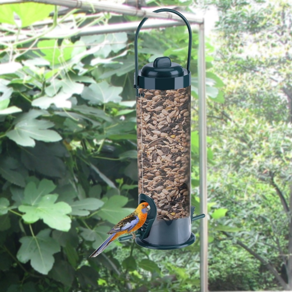 1pc Outdoor Garden Plastic Transparent Hanging Wild Bird Feeder Seed for measurements 1000 X 1000