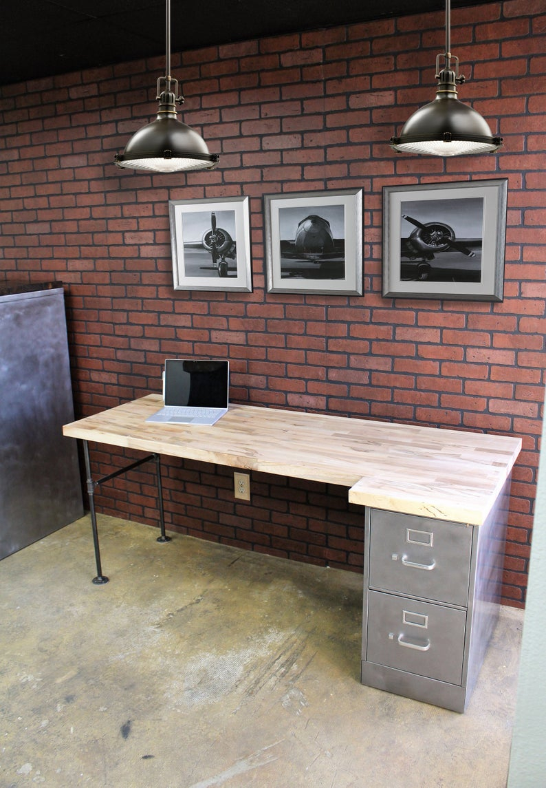 2 Drawer Rustic Pipe Desk Metal Filing Cabinet Industrial Etsy in dimensions 794 X 1145