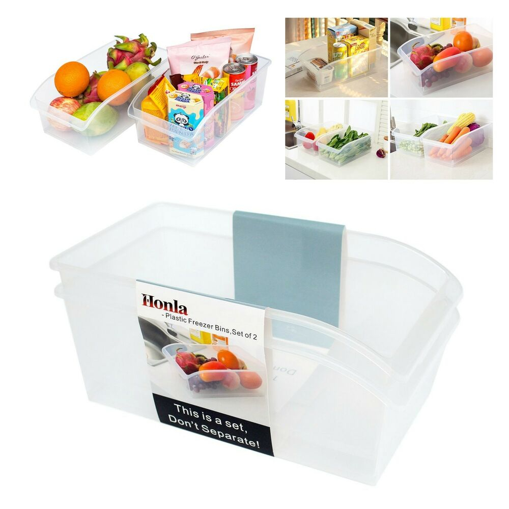 2 Pcs Freezer Bins Refrigerator Organizer Trays Large Plastic Fridge inside measurements 1000 X 1000