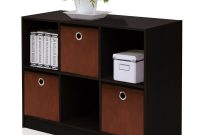 2 Shelf Storage With 3 Bins Bookcase Tier Bookshelf Boxes Espresso for size 1000 X 1000