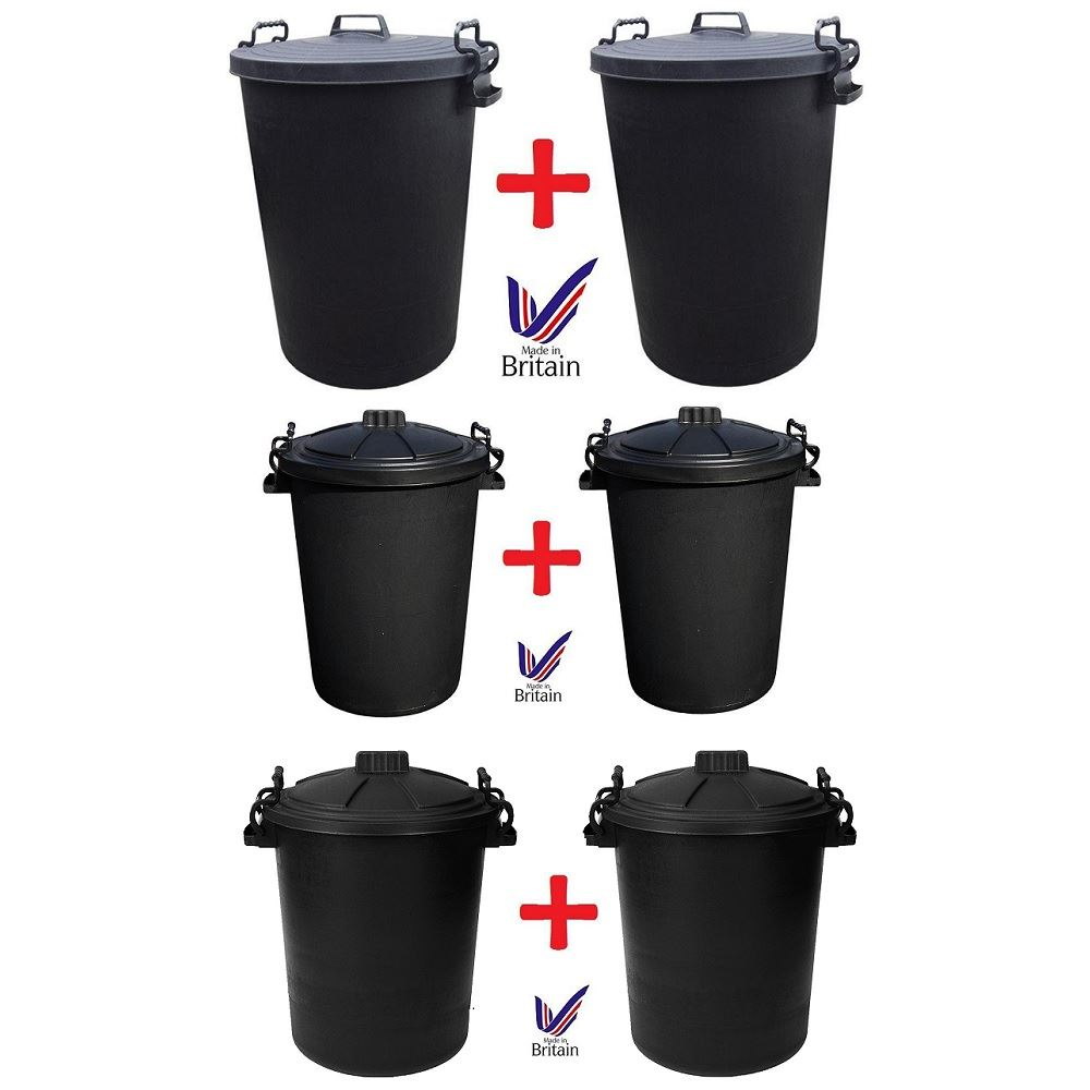 2 X Black Plastic Dustbin Garden Feed Storage Unit Bin Clip On with regard to dimensions 1000 X 1000