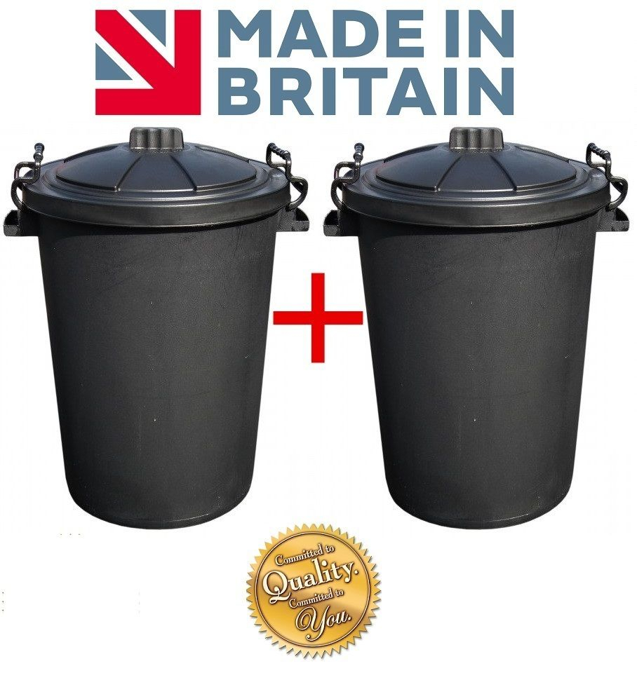2 X Large 8085l Litre Black Plastic Bin Rubbish Dustbin Animal Feed throughout proportions 908 X 960