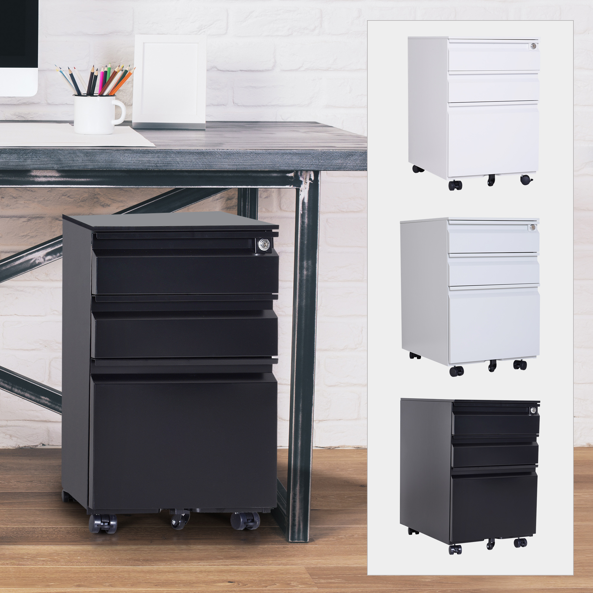 24 Rolling Filing Cabinet Pedestal File Mobile Storage Organizer throughout size 2000 X 2000