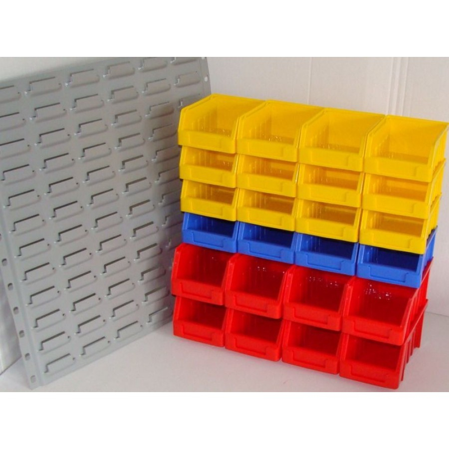 24 Storage Stacking Bins With Steel Wall Mount Sold Equip247uk intended for dimensions 900 X 900