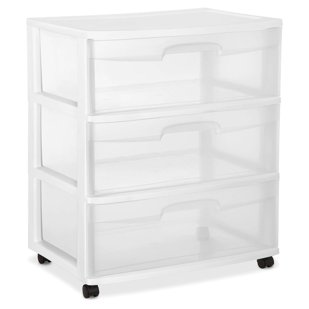3 Drawer Wide Organizer Cart Plastic Storage Container Office with sizing 1000 X 1000