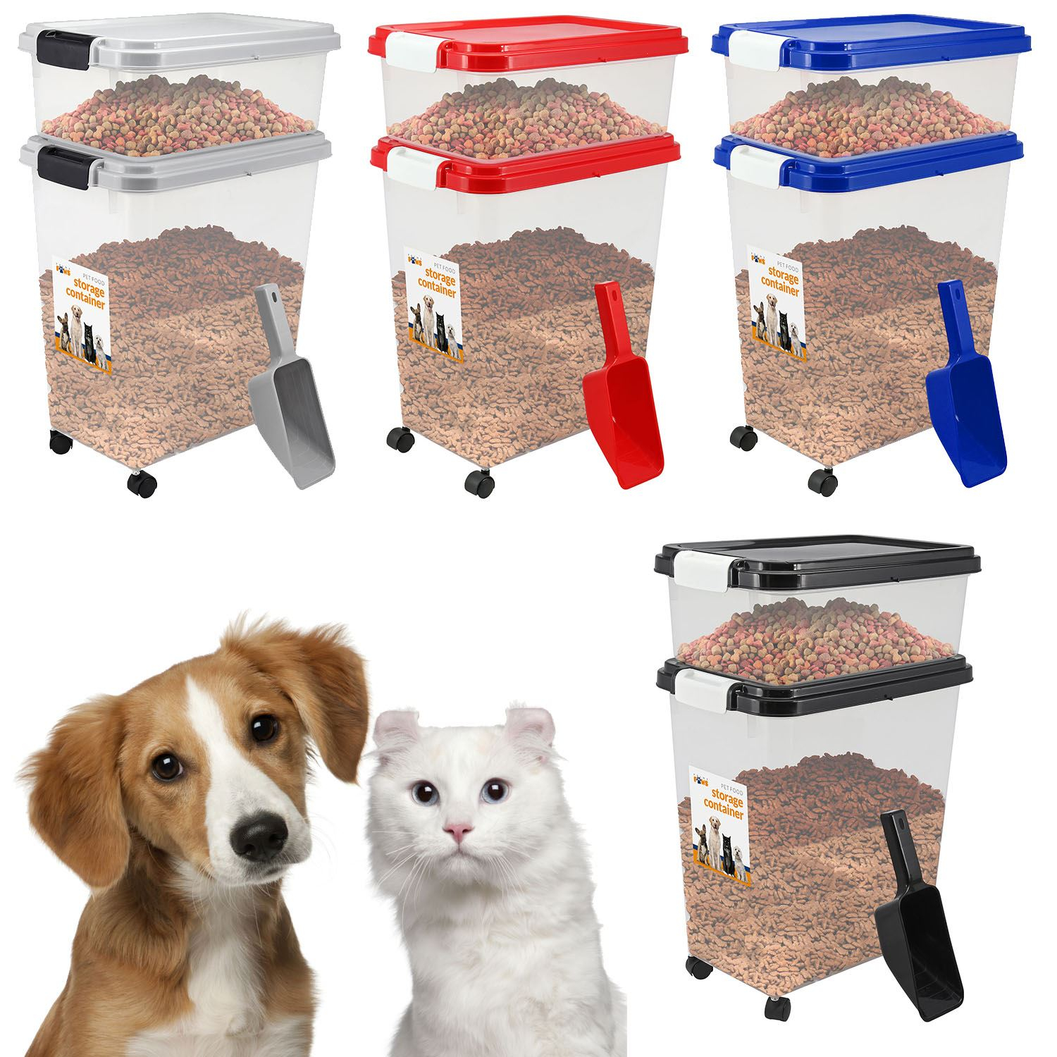 3 Piece Pet Food Container Dog Cat Animal Storage Bin Dry Feed Seed with regard to measurements 1500 X 1500