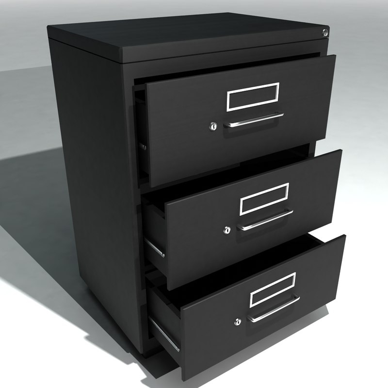 3d Model Set Wide Filing Cabinets for size 1000 X 1000