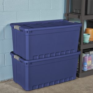 3pk Plastic Storage Containers Large Blue 50 Gallon Stacking Bin Box for measurements 3000 X 3000