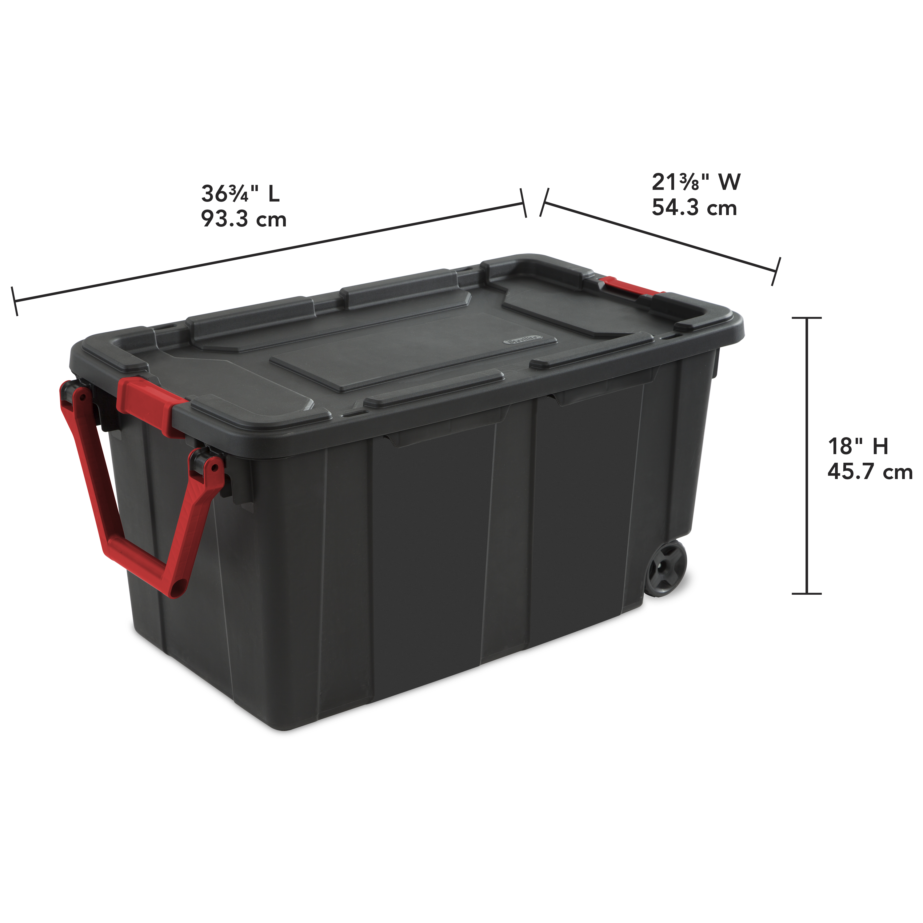 40 Gal Rolling Storage Tote Large Container Wheels Handle Bin Cargo for size 3000 X 3000
