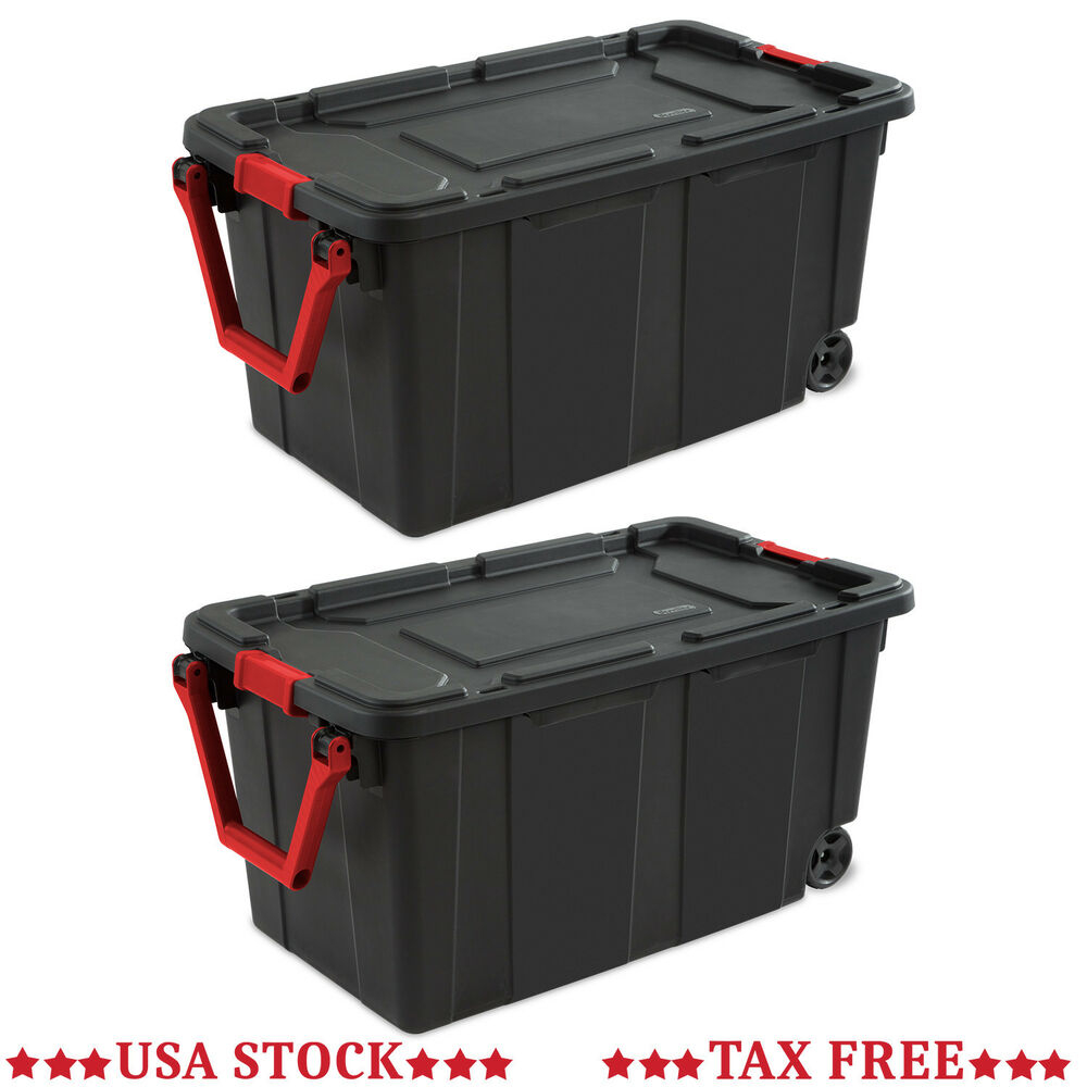 40 Gal Rolling Storage Tote Large Container Wheels Handle Bin Cargo in proportions 1000 X 1000