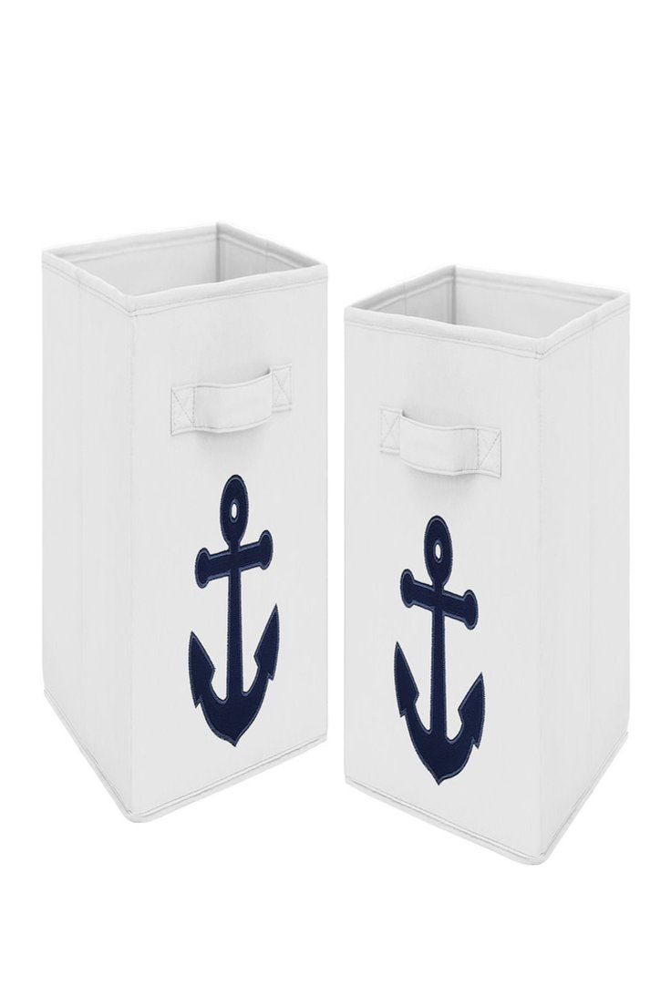 4099 Navy Blue Nautical Anchor Away Foldable Fabric Storage Cube intended for dimensions 736 X 1104