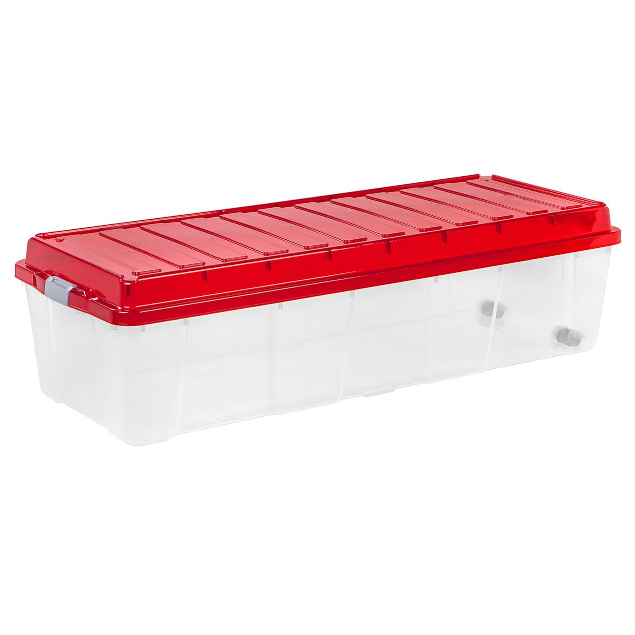 44 Gallon Rectangular Plastic Red Lid Storage Bin Container for size 1268 X 1268