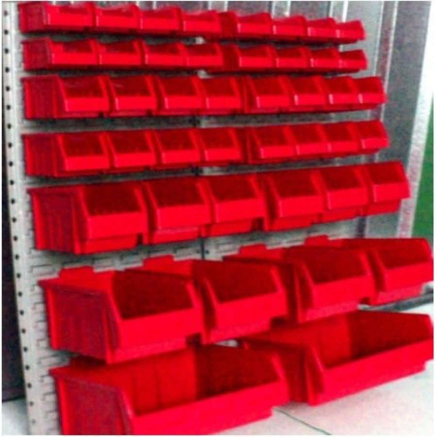 44 Red Plastic Parts Storage Bins Louvre Wall Panel Sold Equip247uk throughout sizing 900 X 900