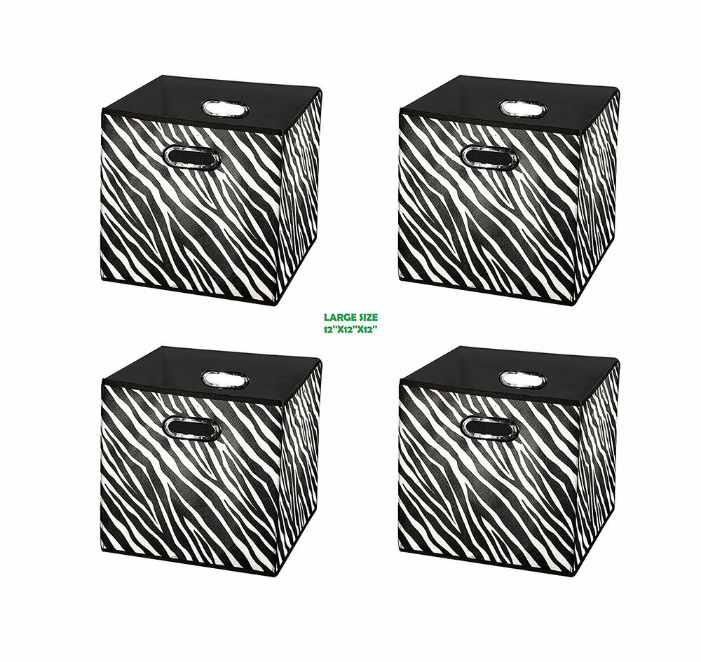 4pack Zebra Pattern Large Storage Bins Containers Boxes Tote intended for measurements 1000 X 945