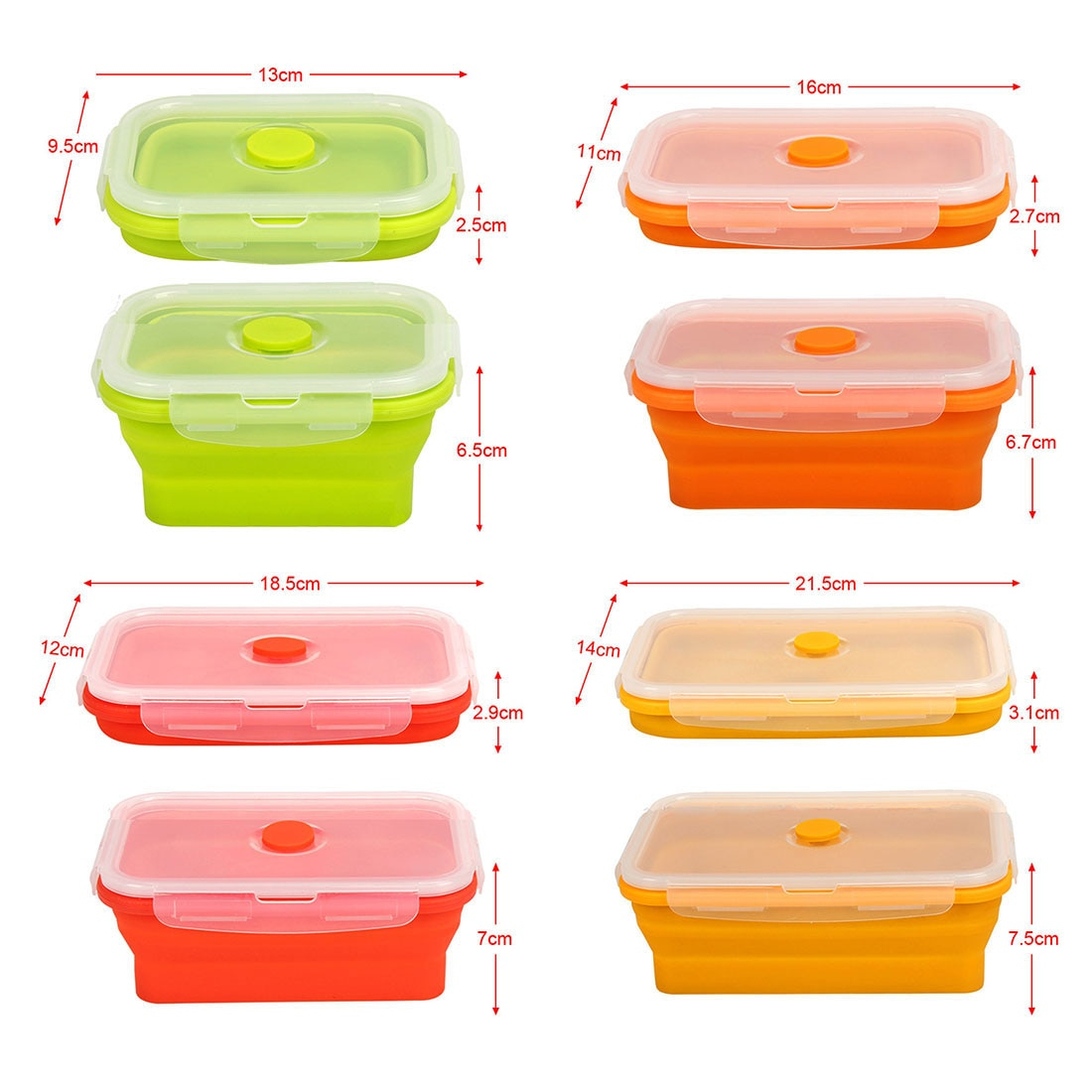 4pcsset Thin Bins Collapsible Containers Food Storage Containers for dimensions 1100 X 1100