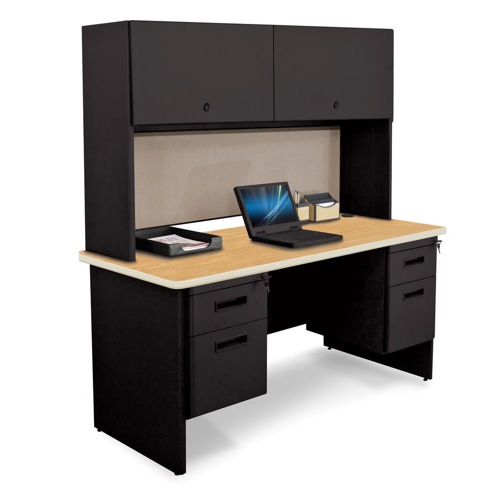 60 In W X 24 In D Black And Oak Chalk 60 In Double File Desk for sizing 1000 X 1000