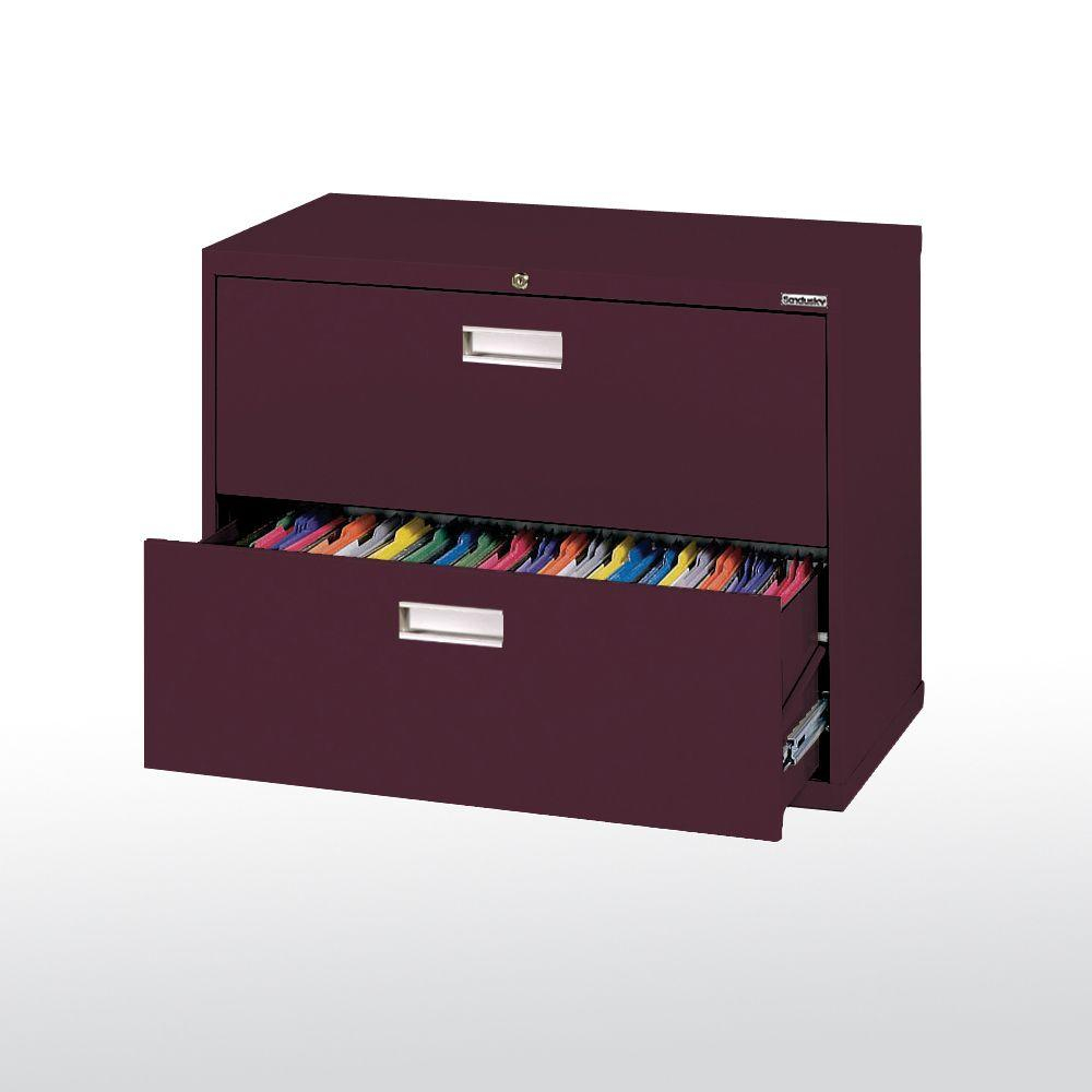 600 Series 36 In W 2 Drawer Lateral File Cabinet In Burgundy with proportions 1000 X 1000