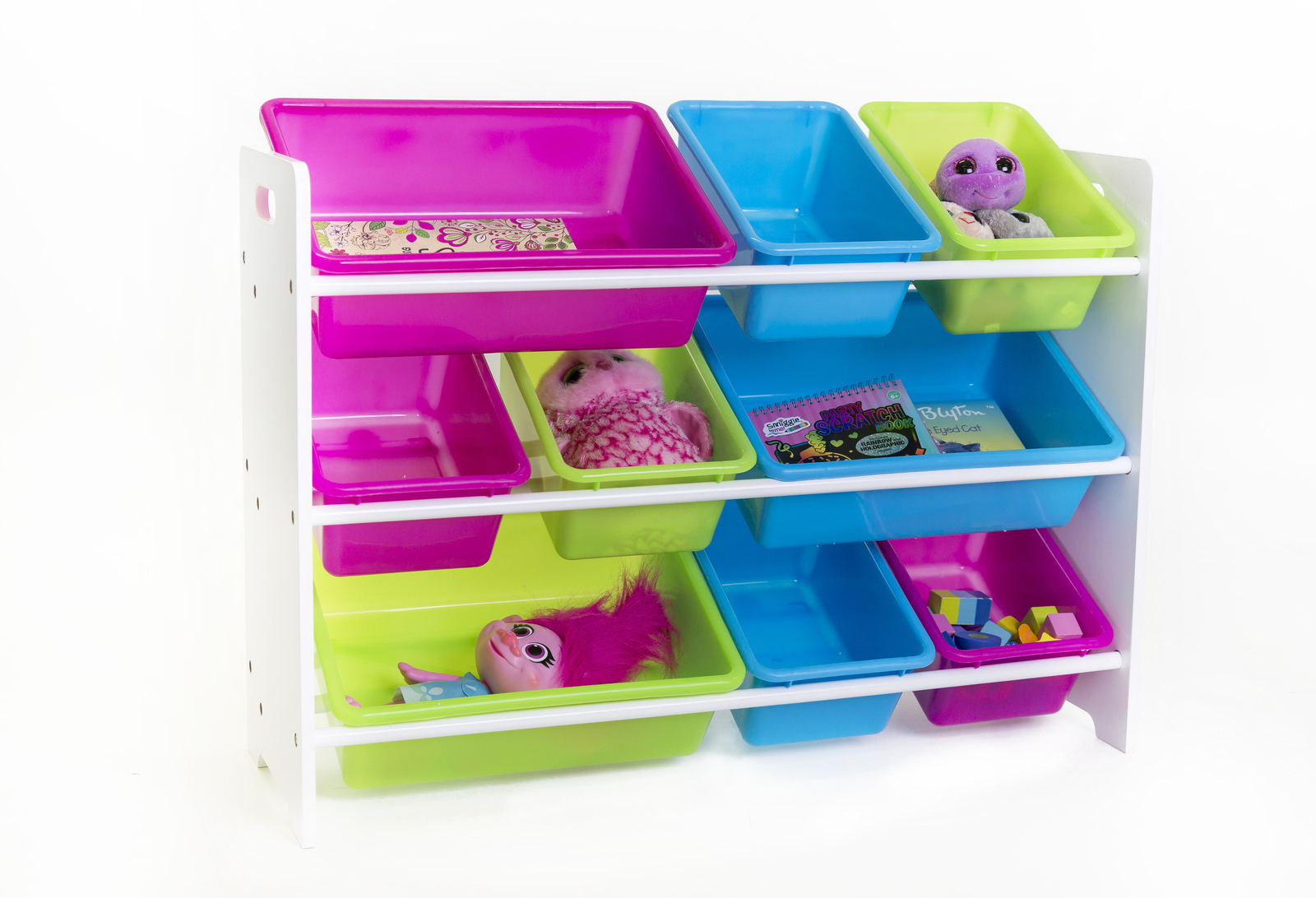 9 Bin 3 Tier Kids Toy Organiser Storage Rack Wooden Shelf Shelves pertaining to proportions 1600 X 1092