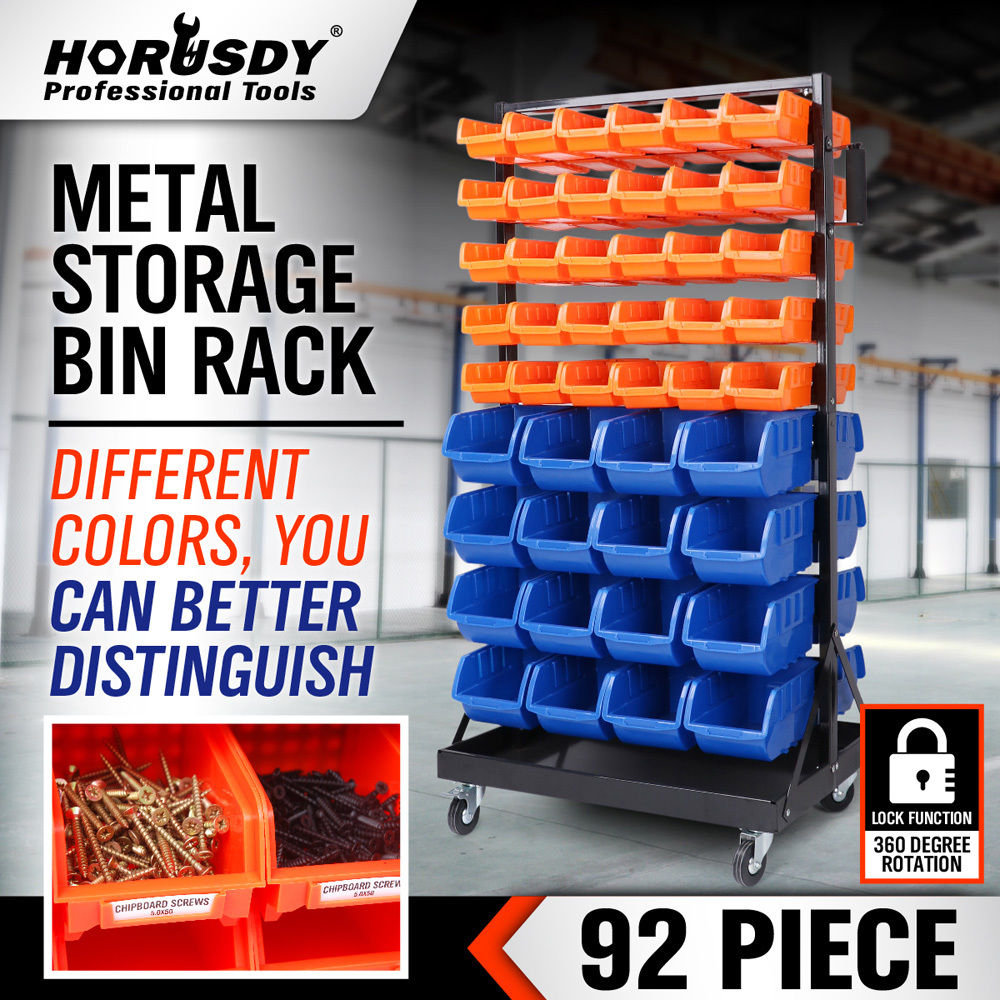 92 Piece Rolling Storage Bins Rack Garage Parts Rack Nuts Bolts inside sizing 1000 X 1000
