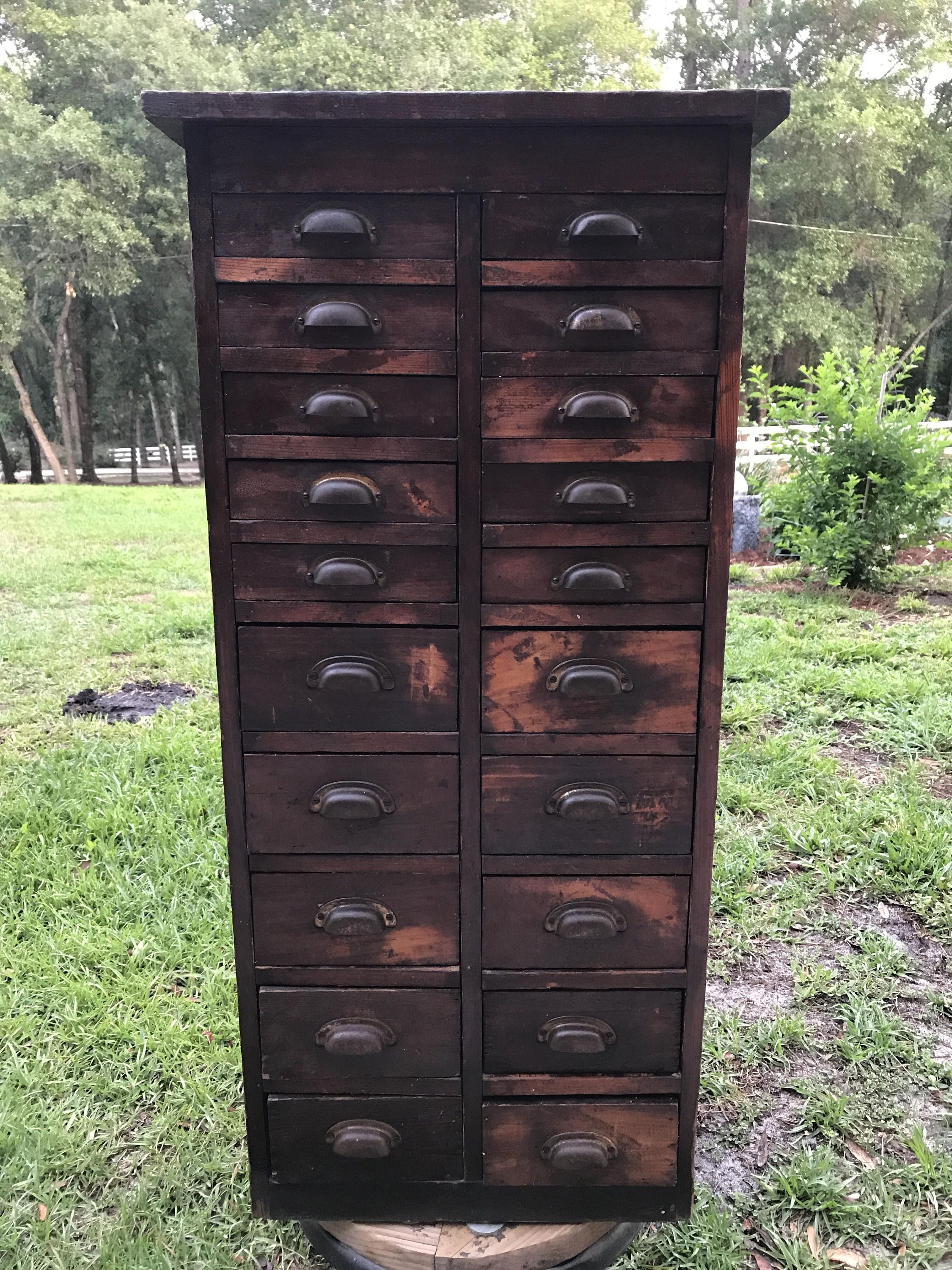 Antique 20 Drawer Cabinetprimitive Cabinet Pine Wood Apothecary throughout proportions 2250 X 3000